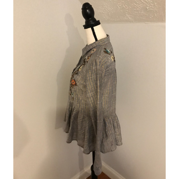 Anthropologie HD in Paris Ella Embroidered Sequin Peplum Top - Size Small - Picture 4 of 14